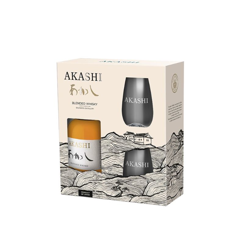 AKASHI WHISKY BLENDED 50cl 40% GIFT PACK+ 2GLASSES Cava365.gr