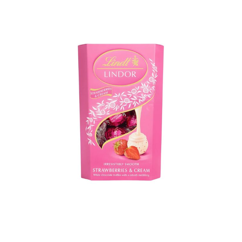 ΣΟΚΟΛΑΤΑΚΙΑ LINDOR BALLS STRAWBERRIES & CREAM 200gr Cava365.gr