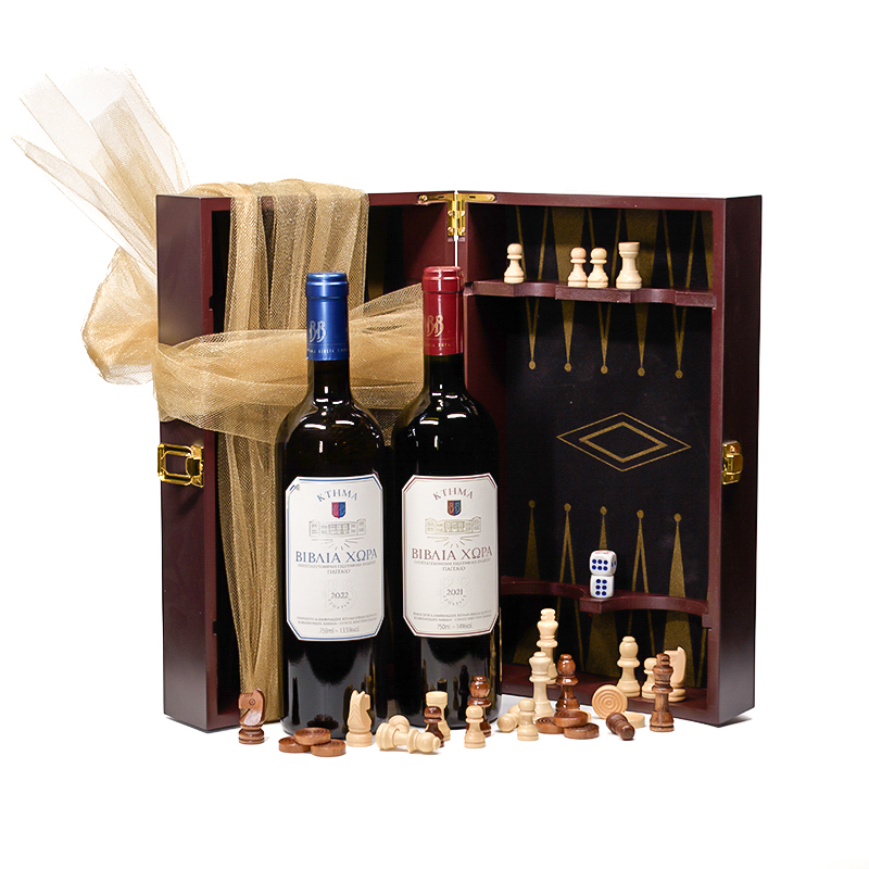 ΞΥΛΟΚΙΒΩΤΙΟ 2 ΦΙΑΛΩΝ ΣΚΑΚΙ-ΤΑΒΛΙ Cava365.gr